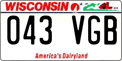 WI license plate 043VGB
