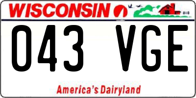 WI license plate 043VGE