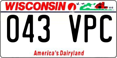 WI license plate 043VPC