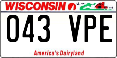 WI license plate 043VPE