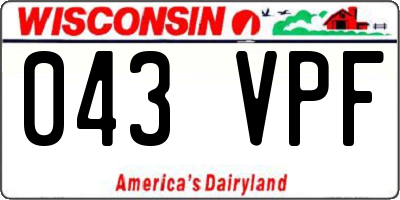 WI license plate 043VPF