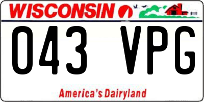 WI license plate 043VPG