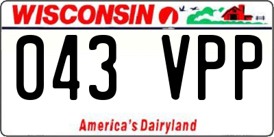 WI license plate 043VPP