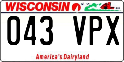 WI license plate 043VPX