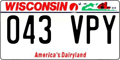 WI license plate 043VPY