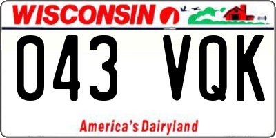 WI license plate 043VQK