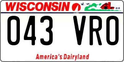 WI license plate 043VRO
