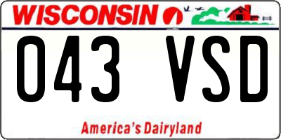 WI license plate 043VSD