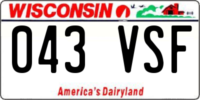 WI license plate 043VSF