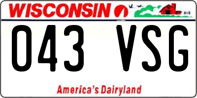 WI license plate 043VSG
