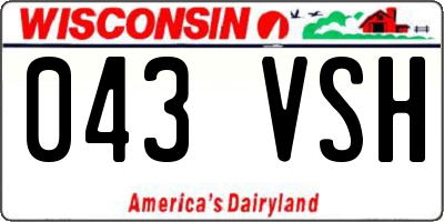 WI license plate 043VSH