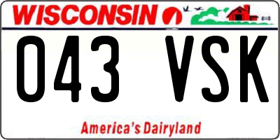 WI license plate 043VSK