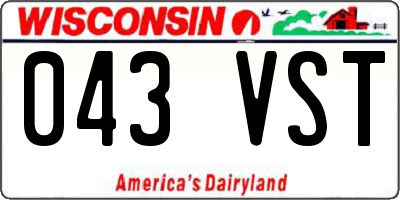 WI license plate 043VST