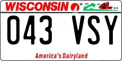 WI license plate 043VSY