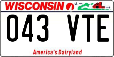 WI license plate 043VTE