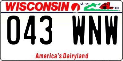 WI license plate 043WNW