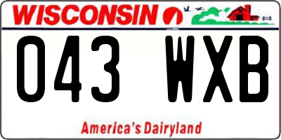 WI license plate 043WXB