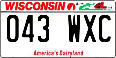 WI license plate 043WXC