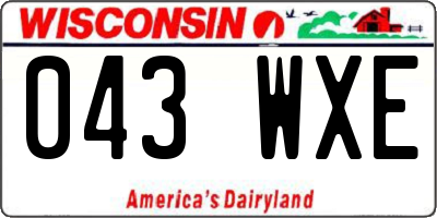 WI license plate 043WXE