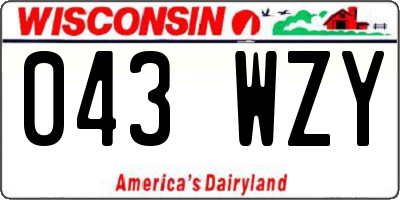 WI license plate 043WZY