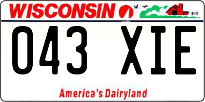 WI license plate 043XIE