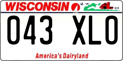 WI license plate 043XLO
