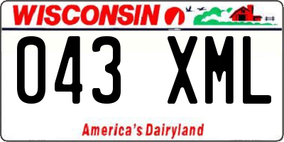 WI license plate 043XML