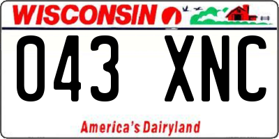 WI license plate 043XNC