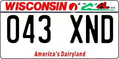 WI license plate 043XND