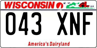 WI license plate 043XNF