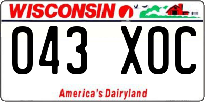 WI license plate 043XOC