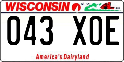 WI license plate 043XOE