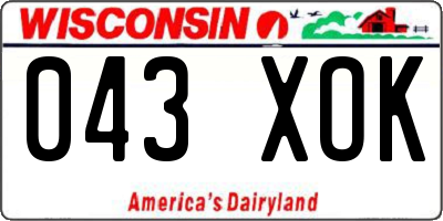 WI license plate 043XOK