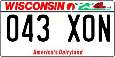 WI license plate 043XON