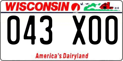 WI license plate 043XOO