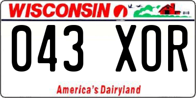 WI license plate 043XOR