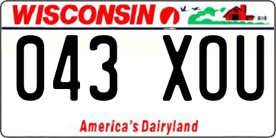 WI license plate 043XOU