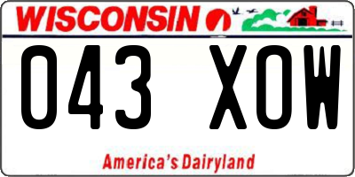 WI license plate 043XOW