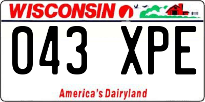 WI license plate 043XPE