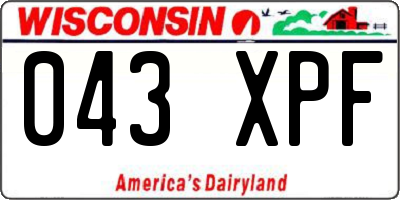 WI license plate 043XPF