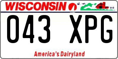 WI license plate 043XPG