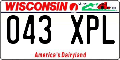 WI license plate 043XPL