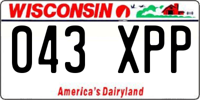 WI license plate 043XPP