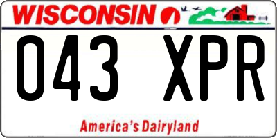 WI license plate 043XPR