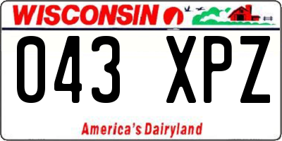 WI license plate 043XPZ