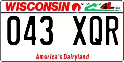 WI license plate 043XQR