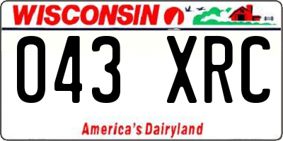 WI license plate 043XRC