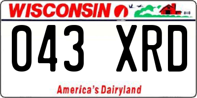 WI license plate 043XRD
