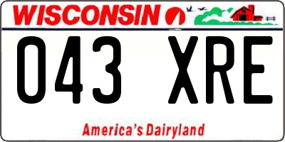 WI license plate 043XRE