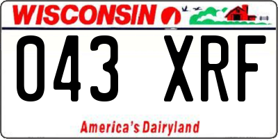 WI license plate 043XRF